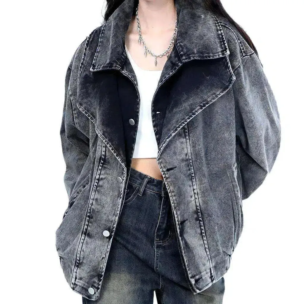 Rubber hem women's jeans jacket