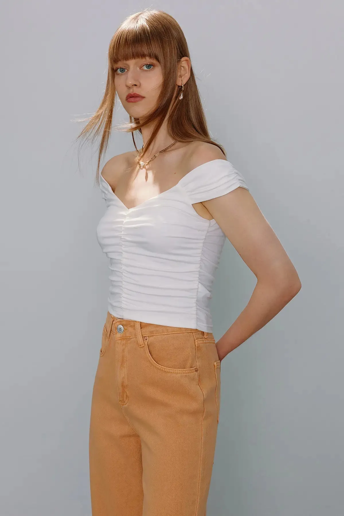 Ruched Off The Shoulder Top