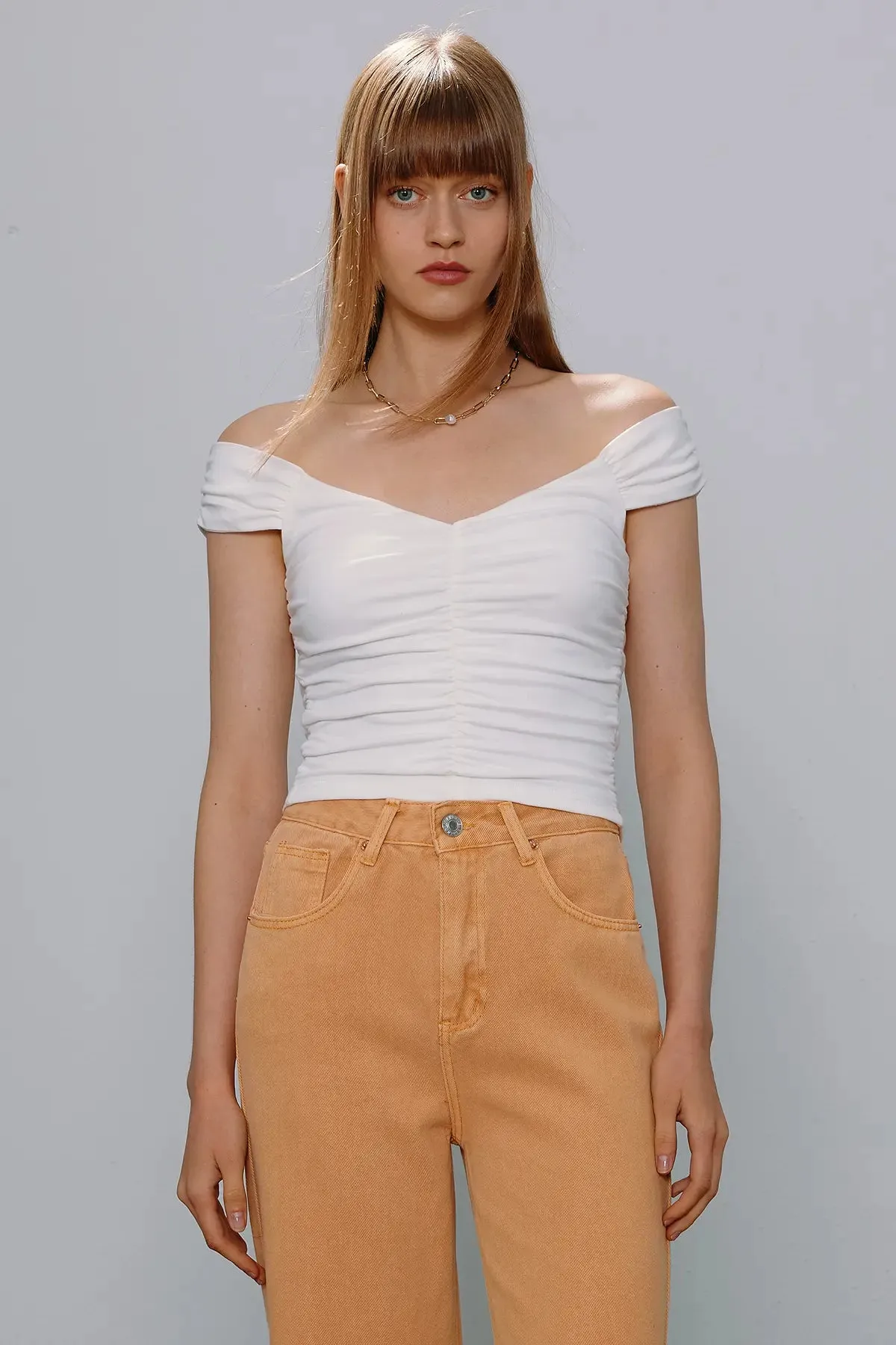 Ruched Off The Shoulder Top