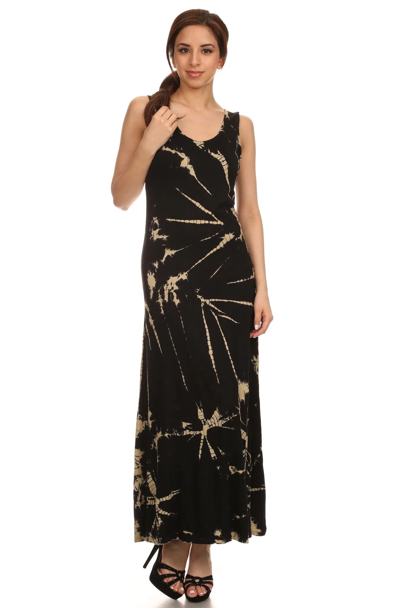 Sakkas Dee  Scoop Neck Tie Dye Sleeveless Long Dress