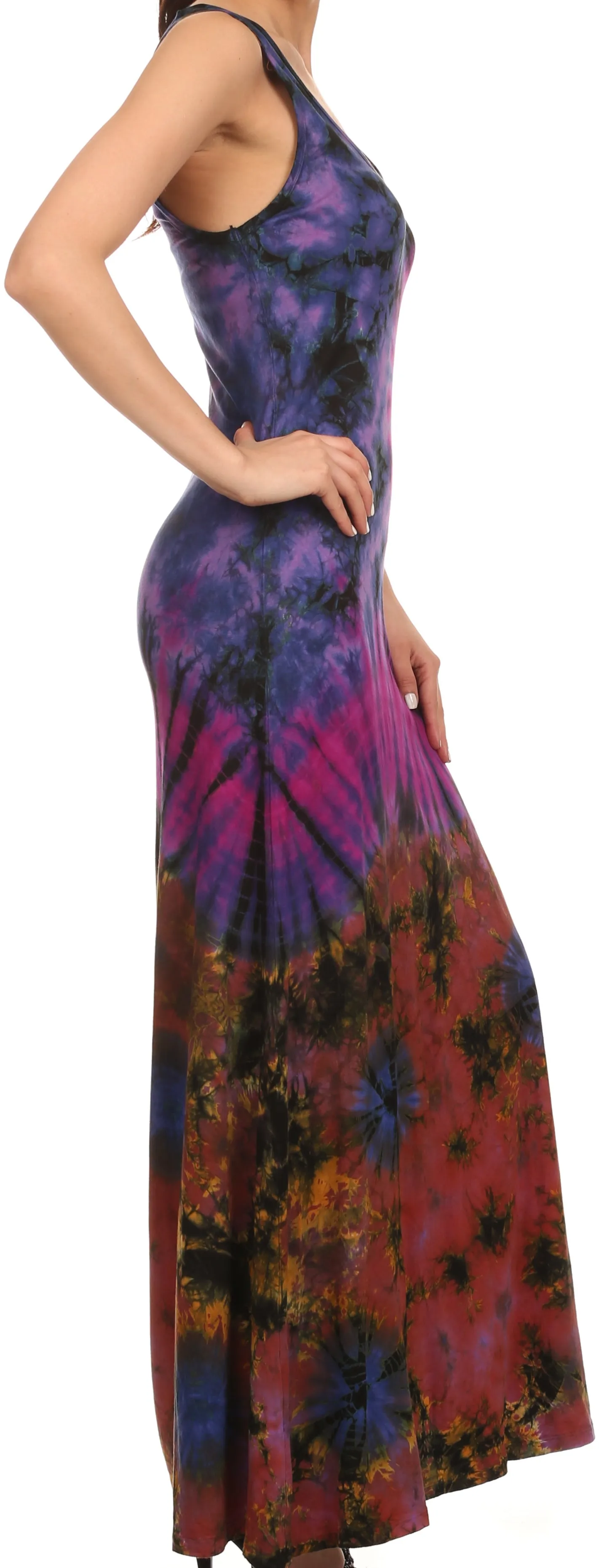 Sakkas Dee  Scoop Neck Tie Dye Sleeveless Long Dress