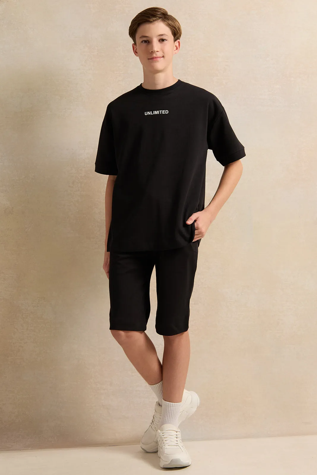 Senior Boys Black Casual Set (2 Piece)