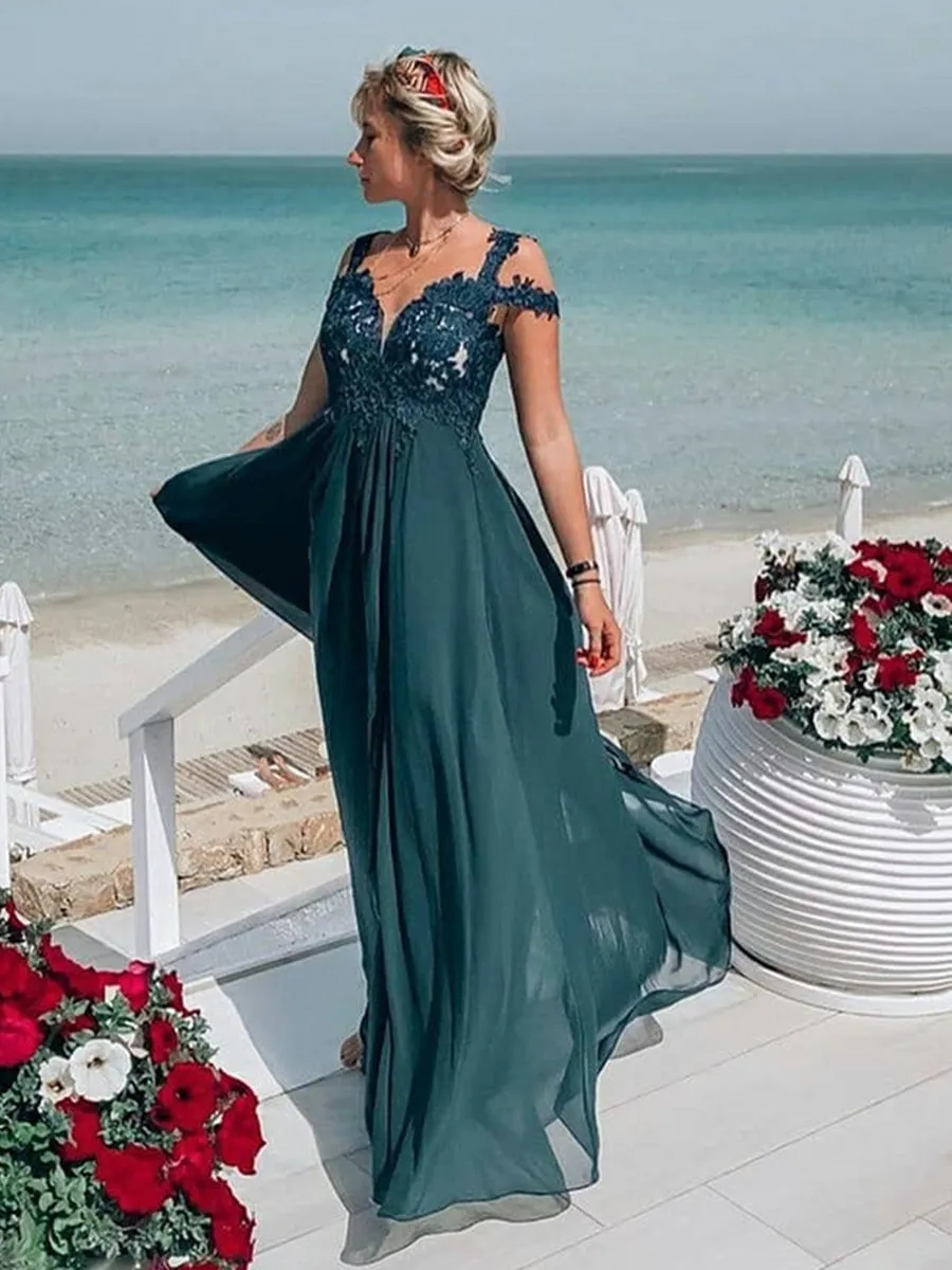 Simple Off Shoulder Lace Dark Green Prom, Off the Shoulder Lace Green Formal Graduation Evening, Off Shoulder Green Bridesmaid