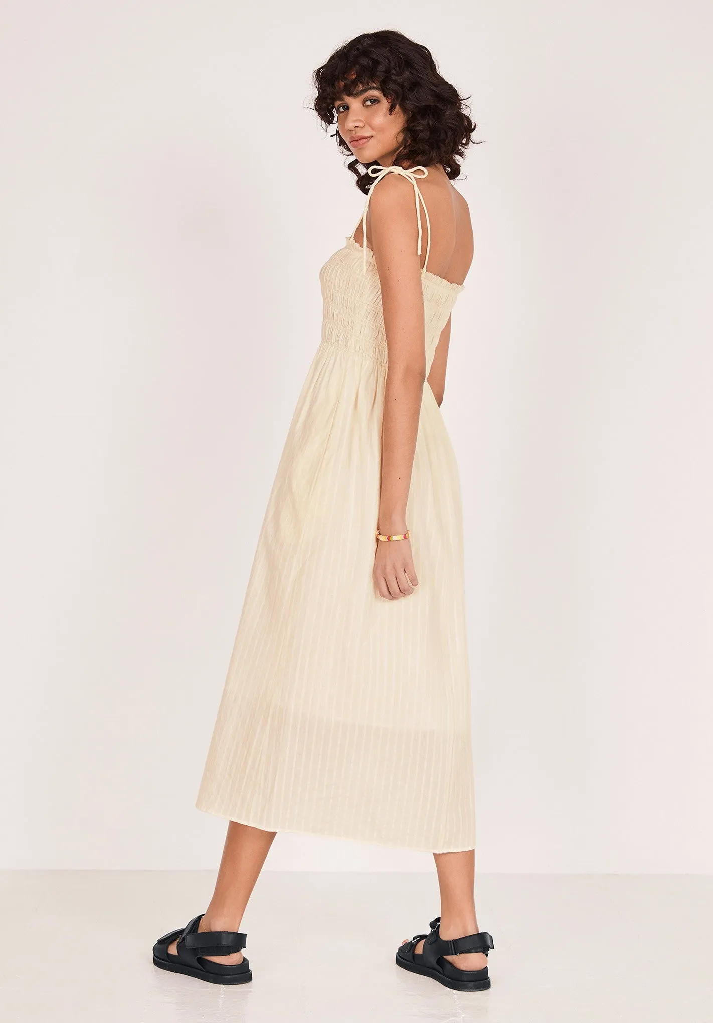 Skylar Shirred Cotton Midi Dress