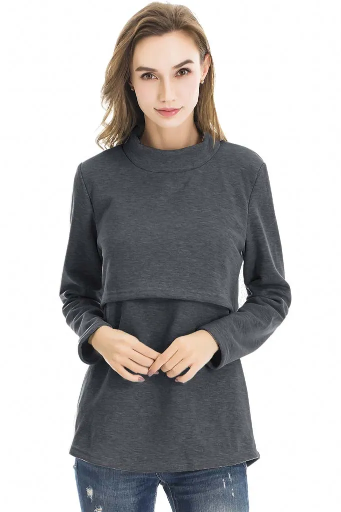 Smallshow Fleece Nursing Sweatshirt Tops