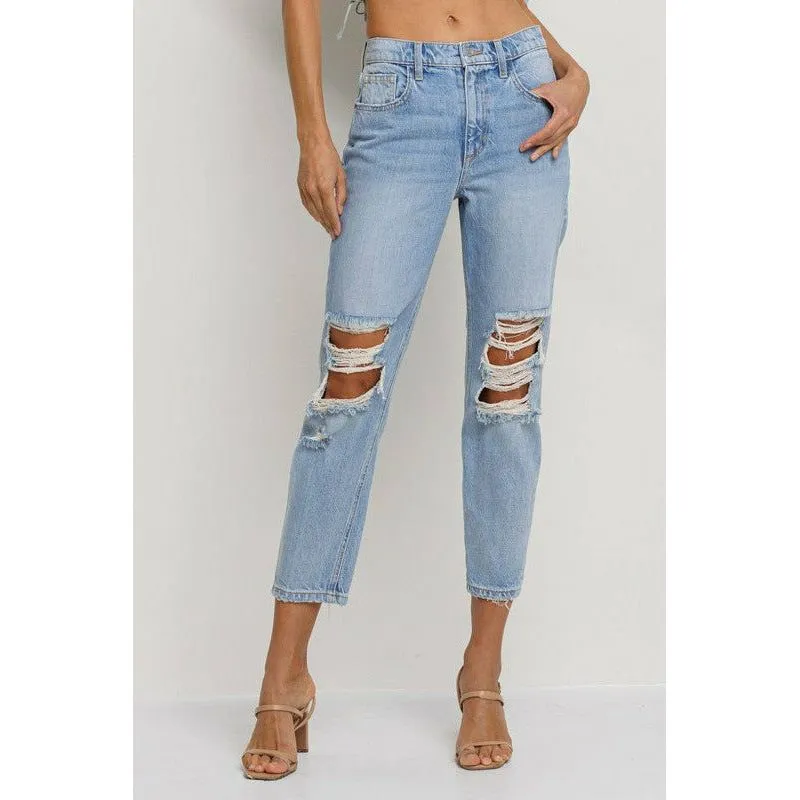 SneakPeek High Rise Cropped Slim Straight Denim Jeans