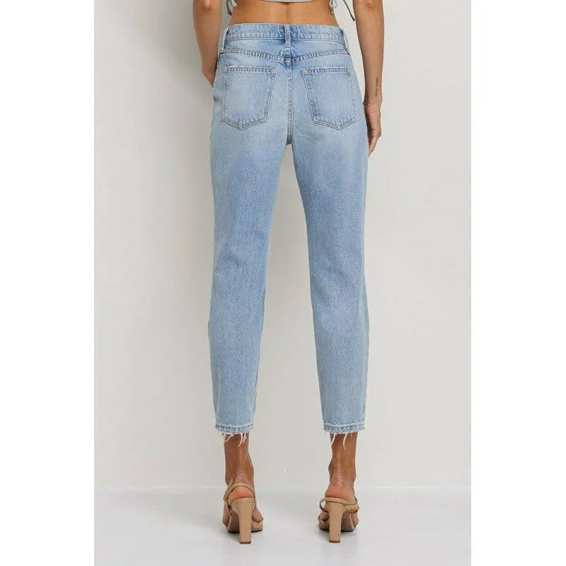 SneakPeek High Rise Cropped Slim Straight Denim Jeans