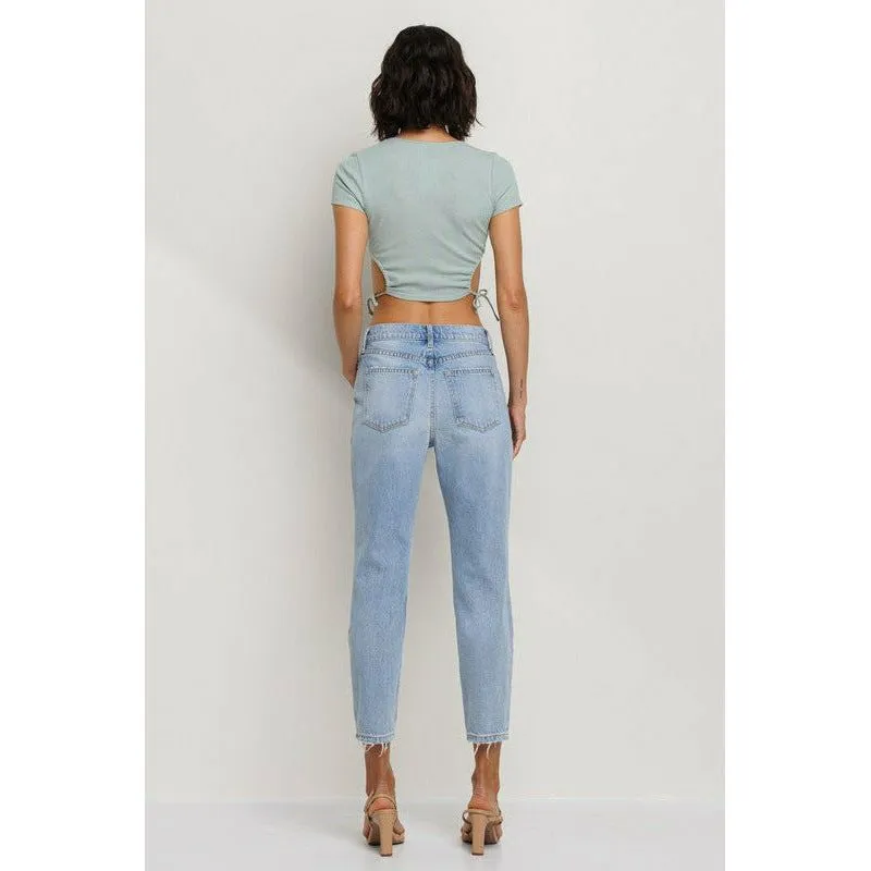 SneakPeek High Rise Cropped Slim Straight Denim Jeans