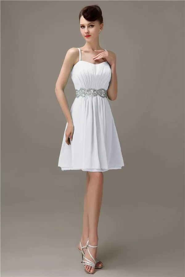 Spaghetti Straps Sweetheart A-line Chiffon Appliques Bridesmaid Dresses