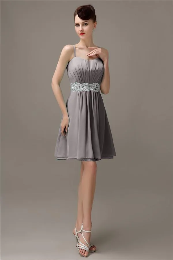 Spaghetti Straps Sweetheart A-line Chiffon Appliques Bridesmaid Dresses