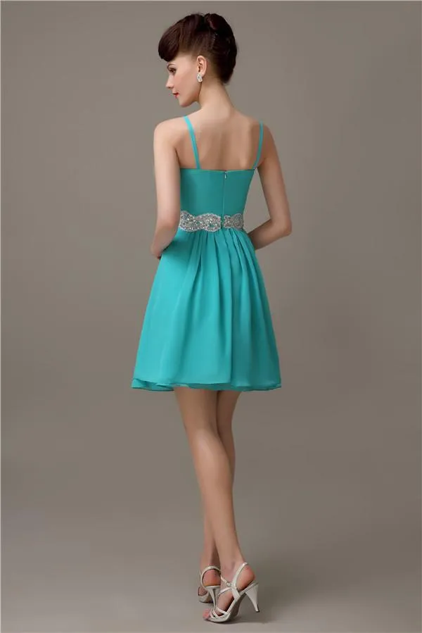 Spaghetti Straps Sweetheart A-line Chiffon Appliques Bridesmaid Dresses