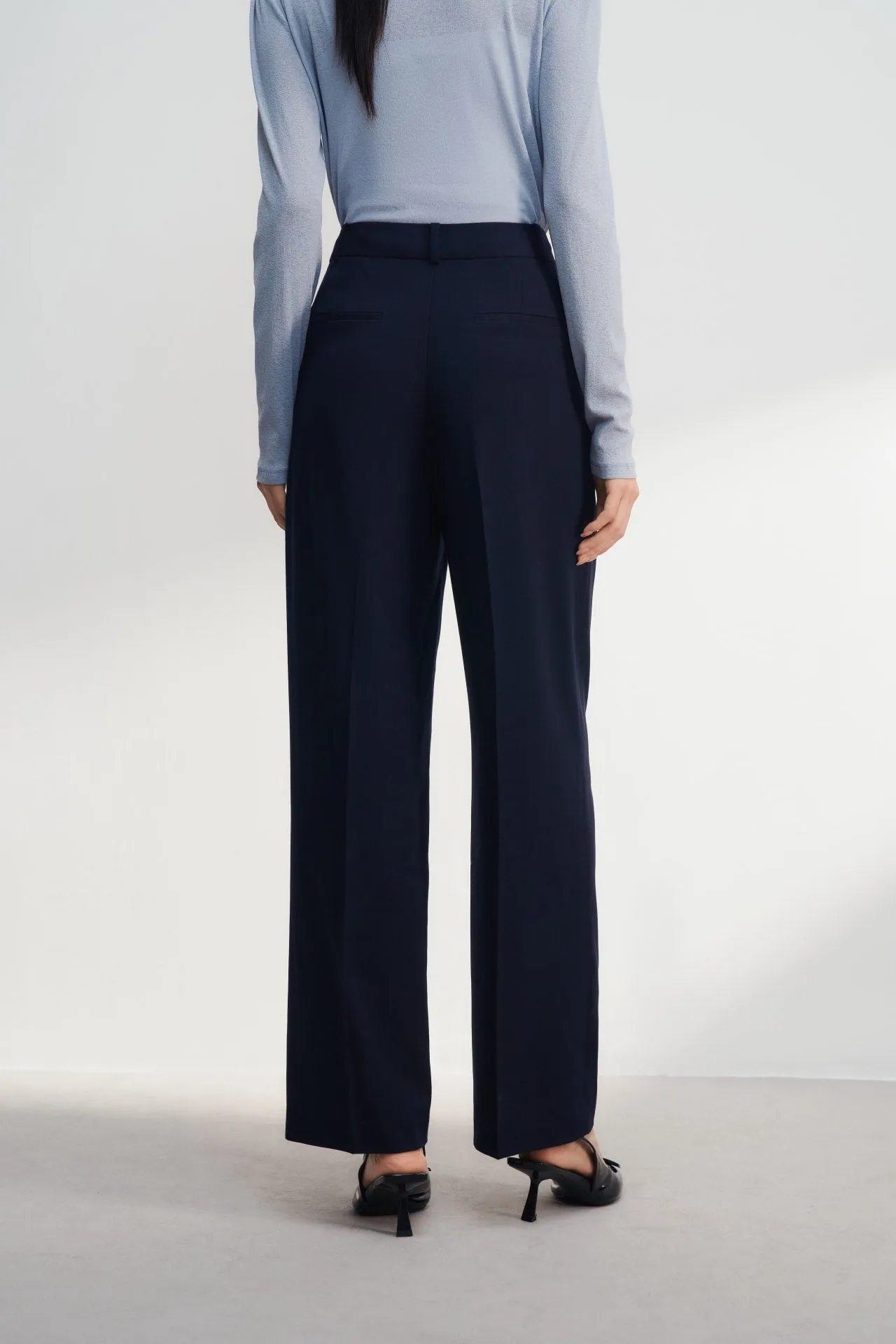 Spandex Cavalry Twill Relaxed Straight Leg Suit Pants