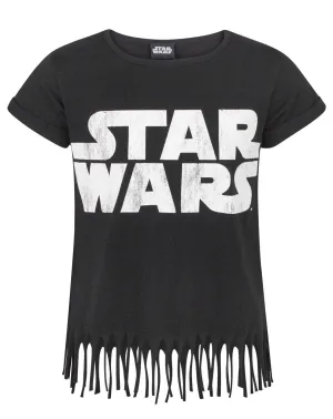 Star Wars Logo Black Girl's Fringe Top