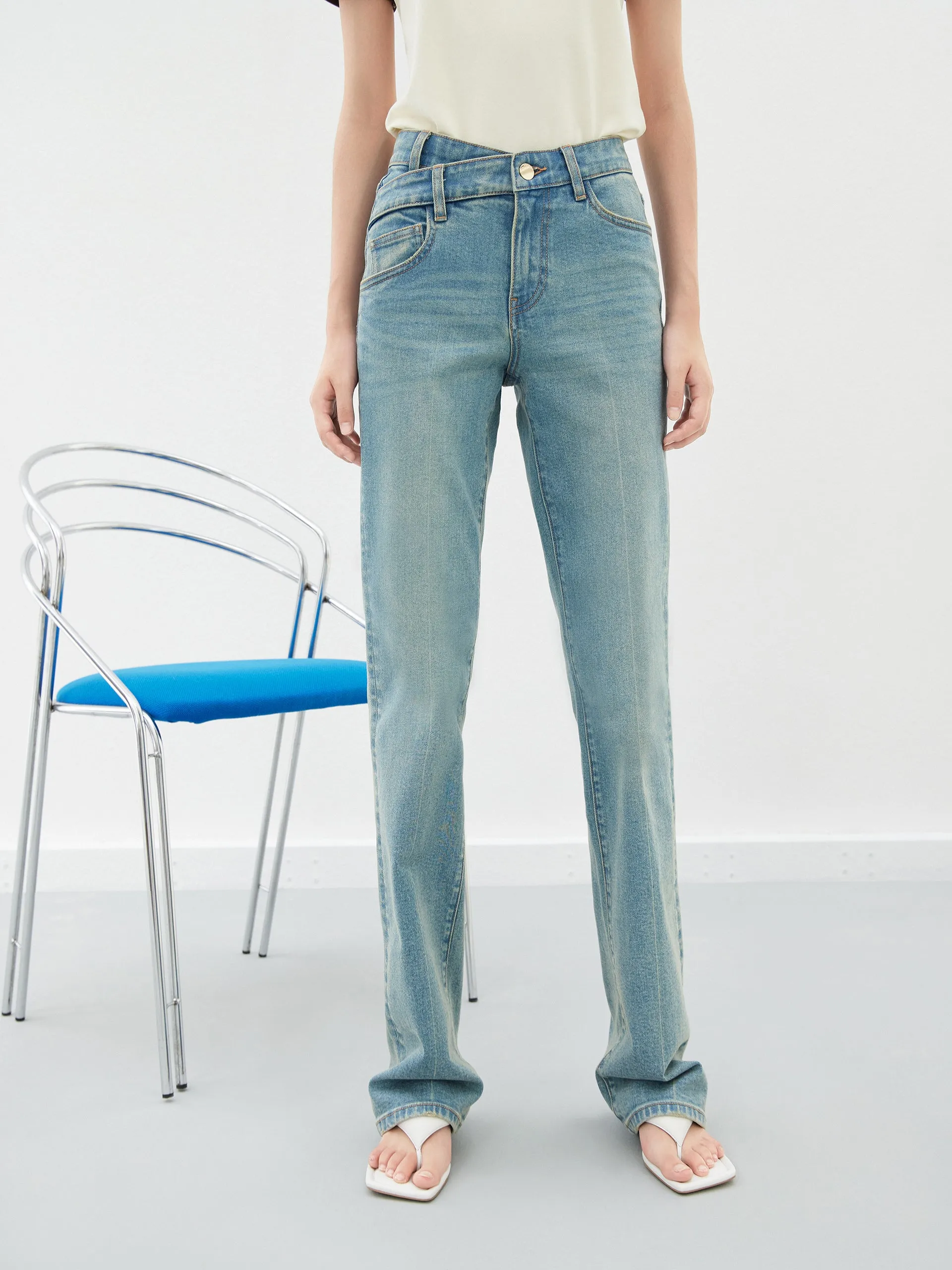 Straight Leg Denim Jeans