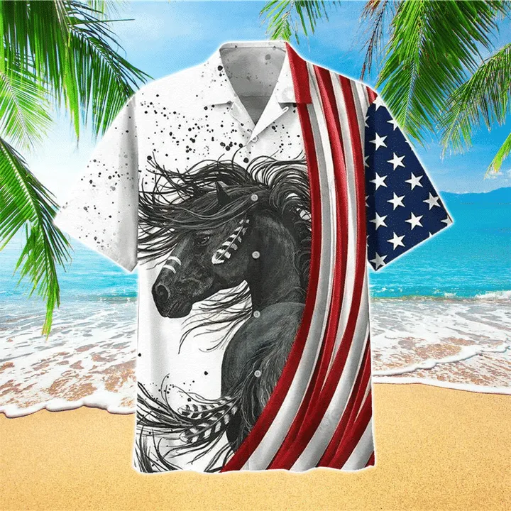 Three Running Horses Fireworks Hawaiian Shirt