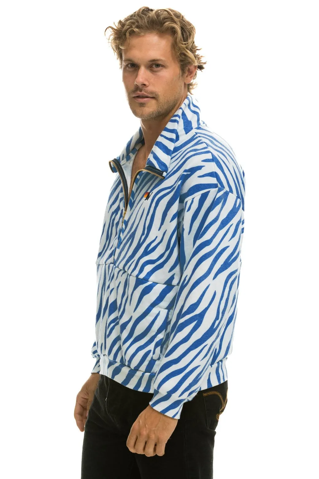 TIGER FLEECE UNISEX HALF ZIP JACKET	- BLUE TIGER