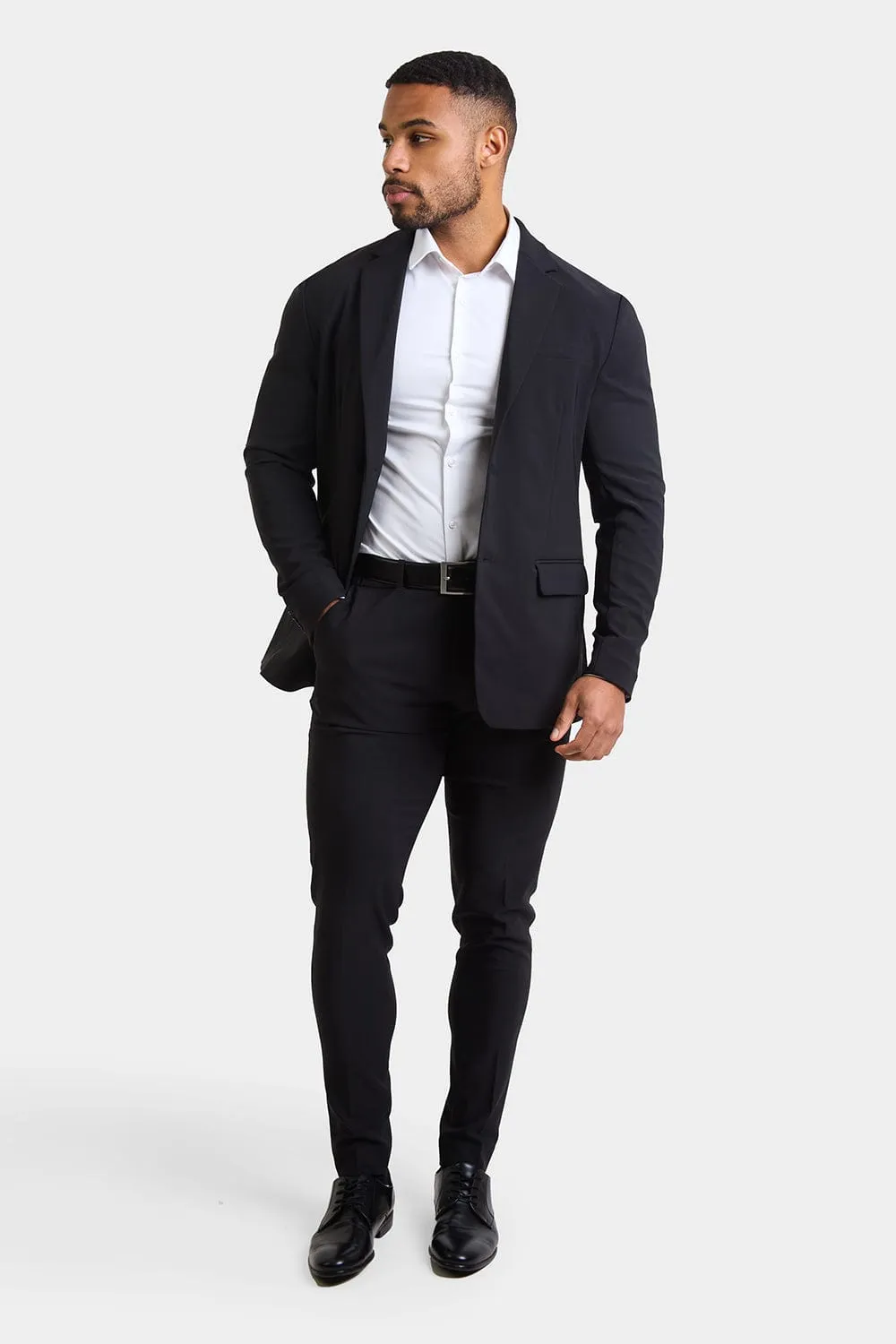 True Athletic Fit Tech Suit Pants in Black