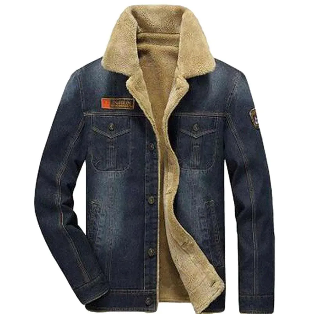 Warm jeans jacket for men