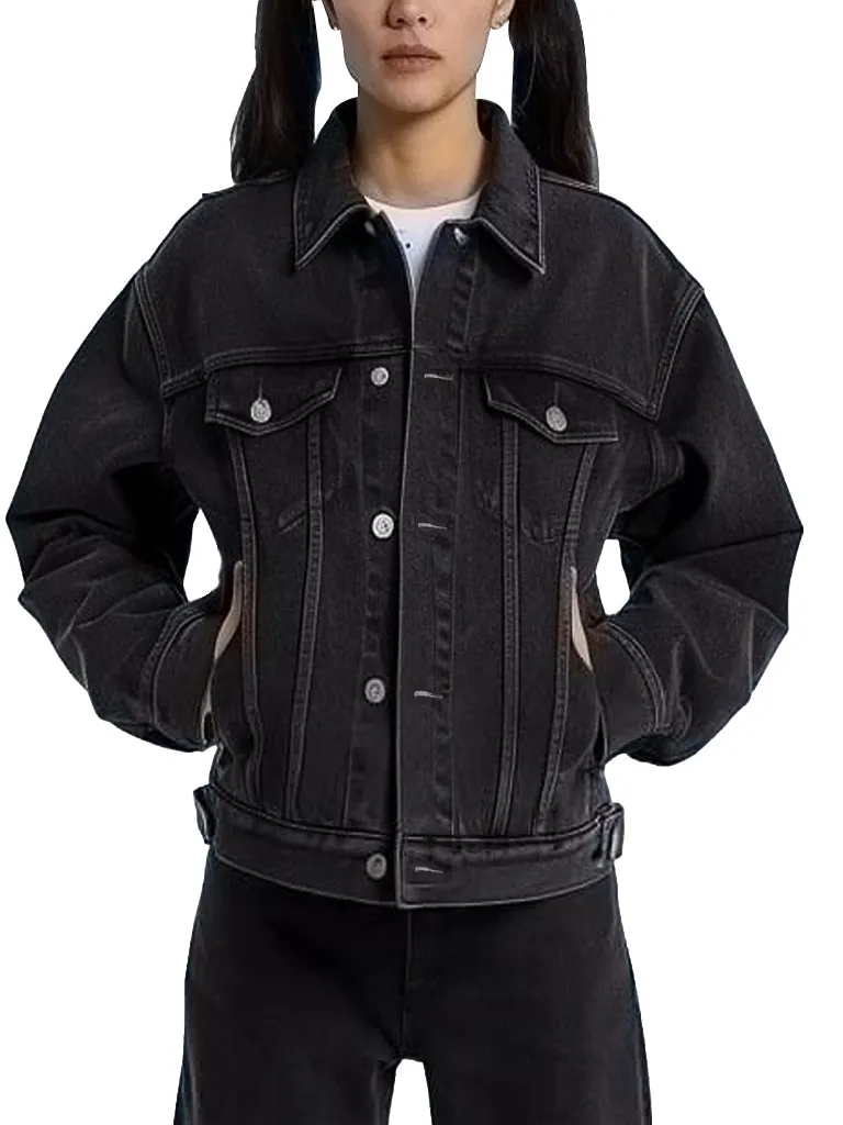 Women's Classic Black Loom Denim Jacket