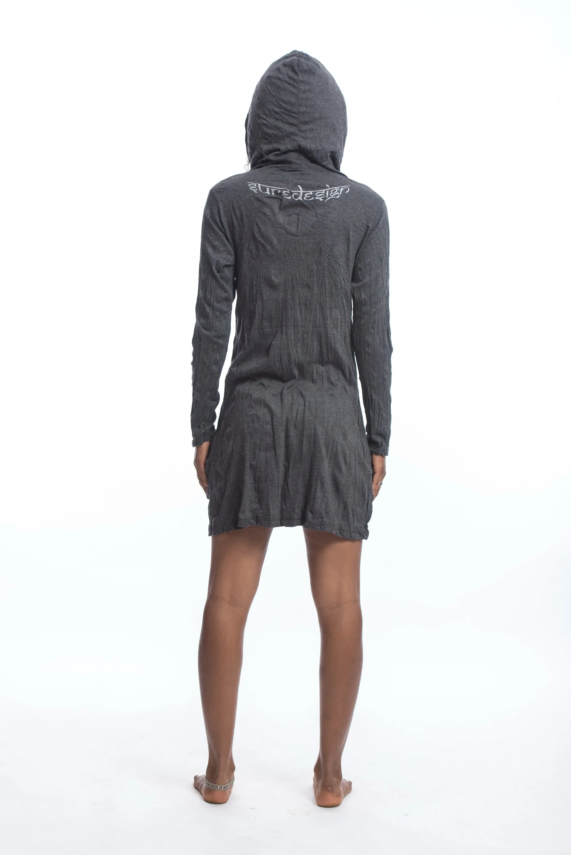 Womens Dreamcatcher Hoodie Dress in Silver on Black