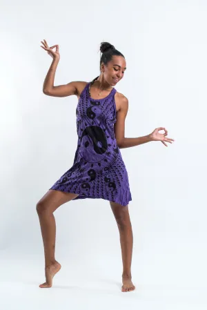 Womens Multi Yin Yang Tank Dress in Purple