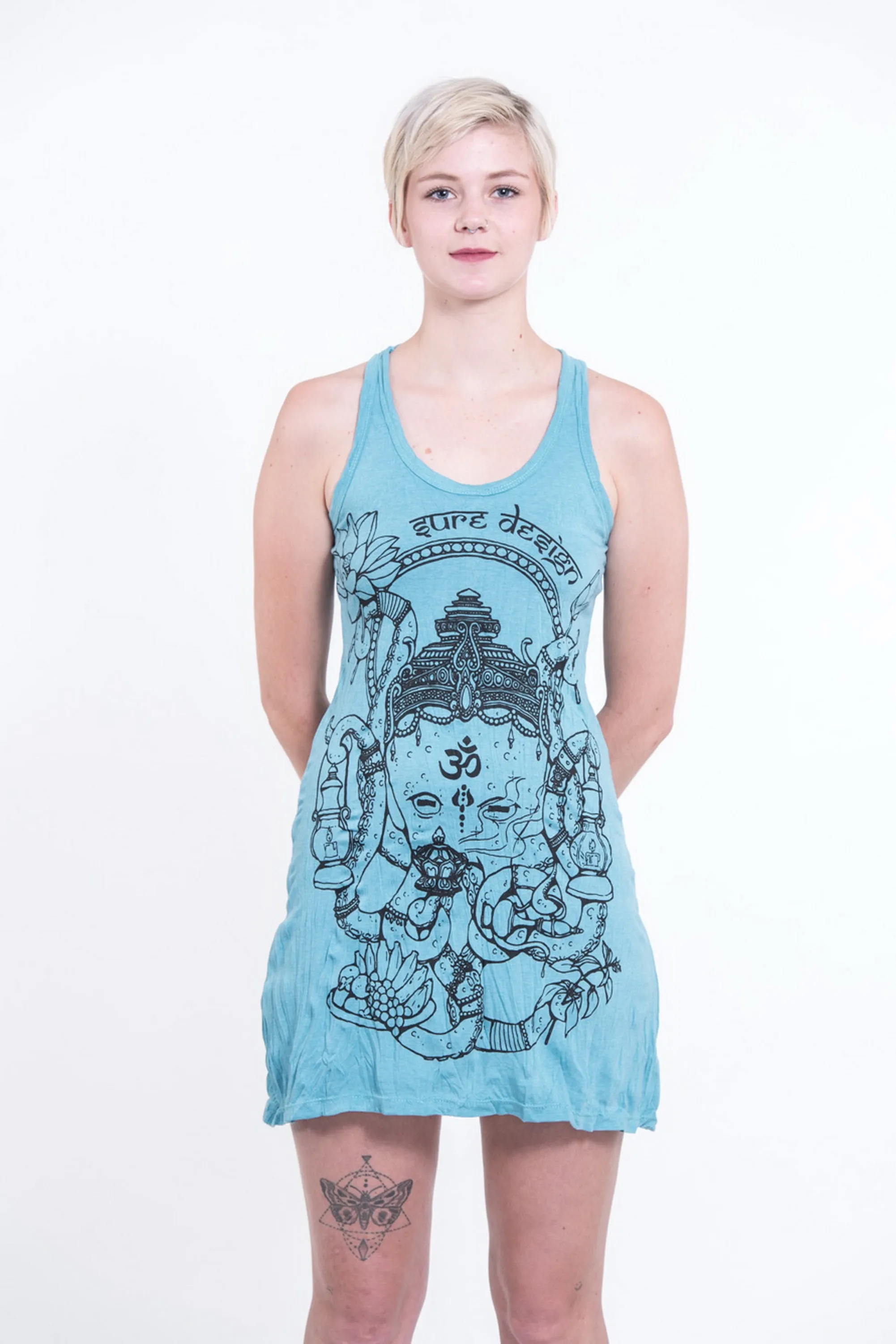 Womens Octopus Oracle Tank Dress in Turquoise