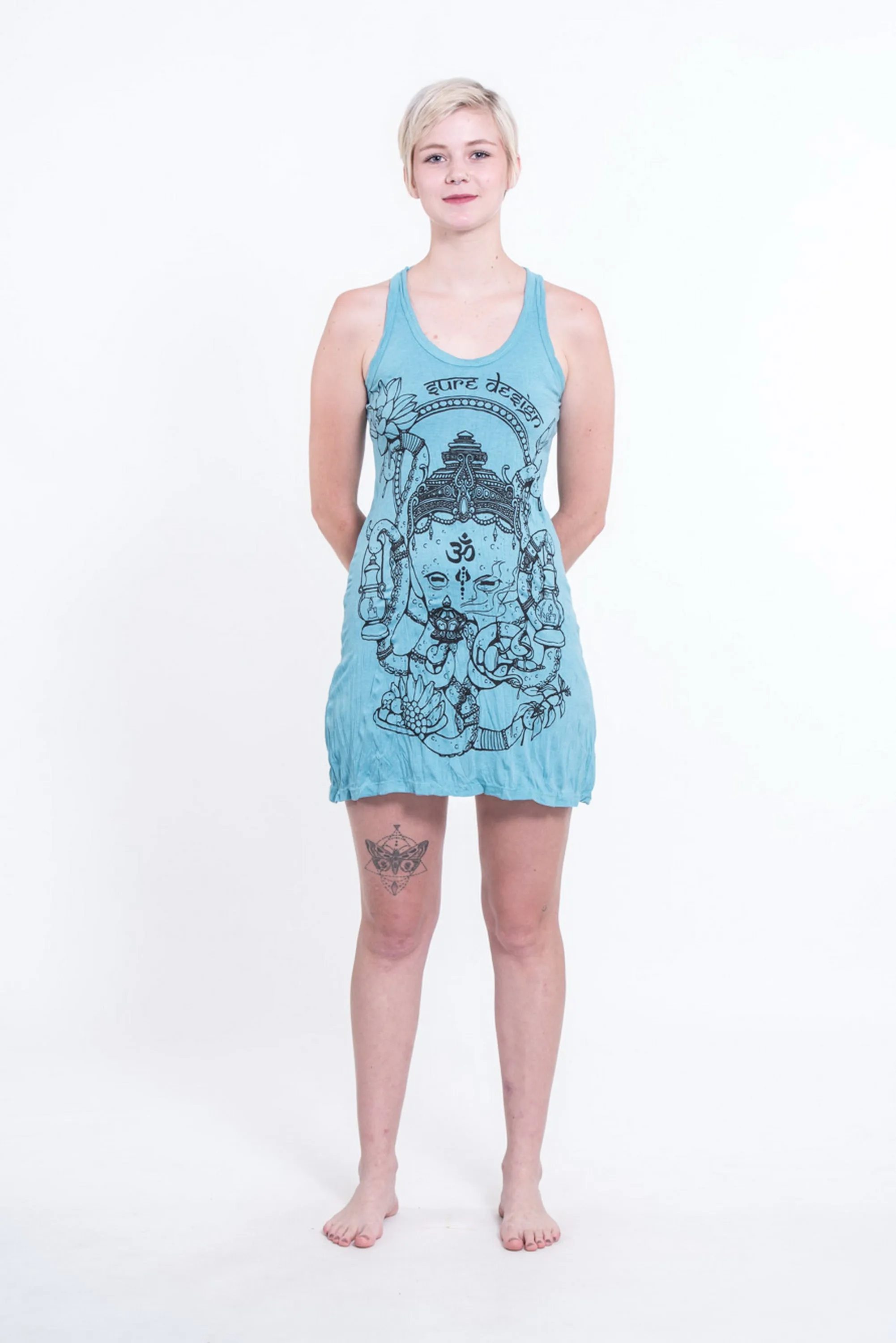 Womens Octopus Oracle Tank Dress in Turquoise