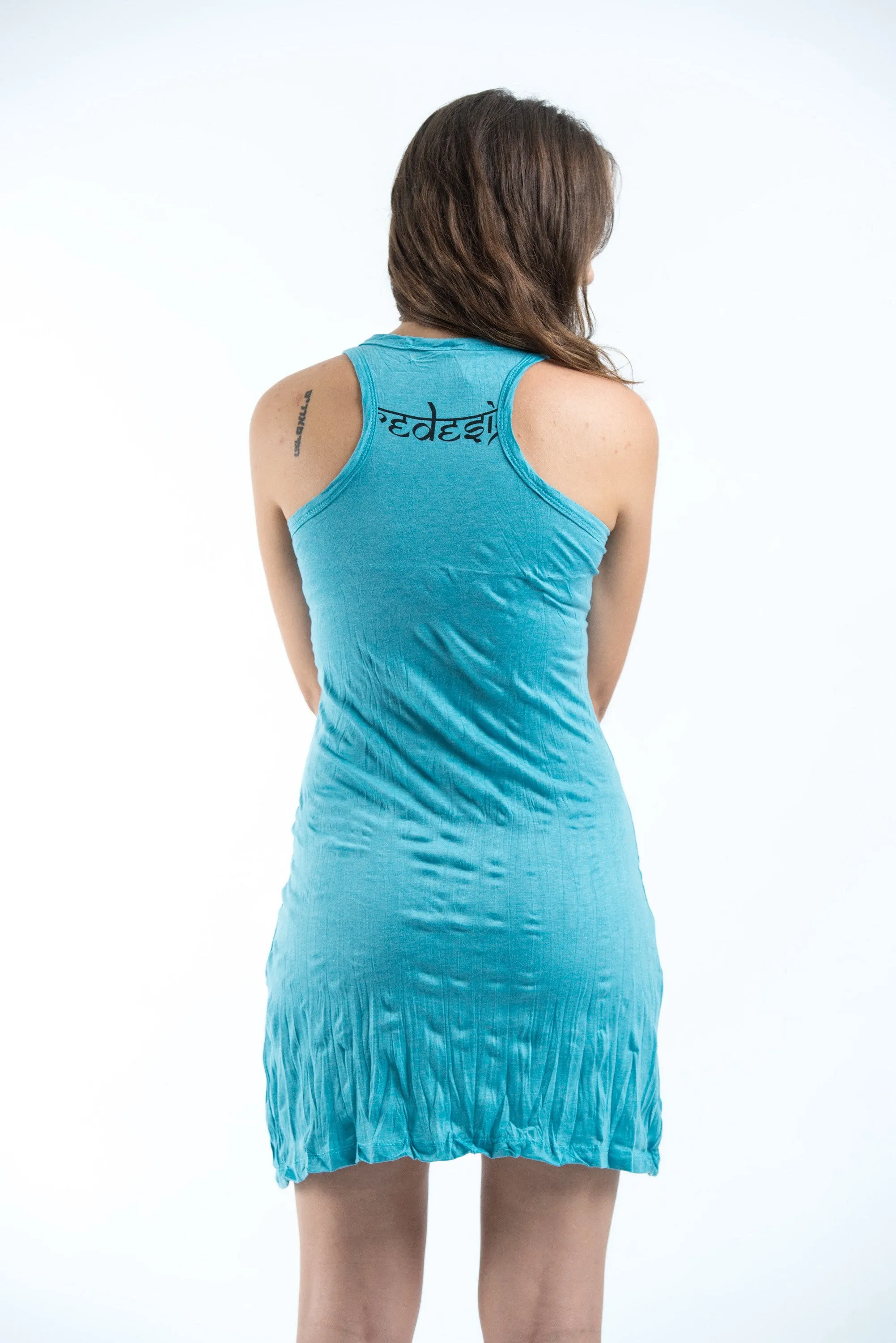 Womens Om and Koi Fish Tank Dress in Turquoise