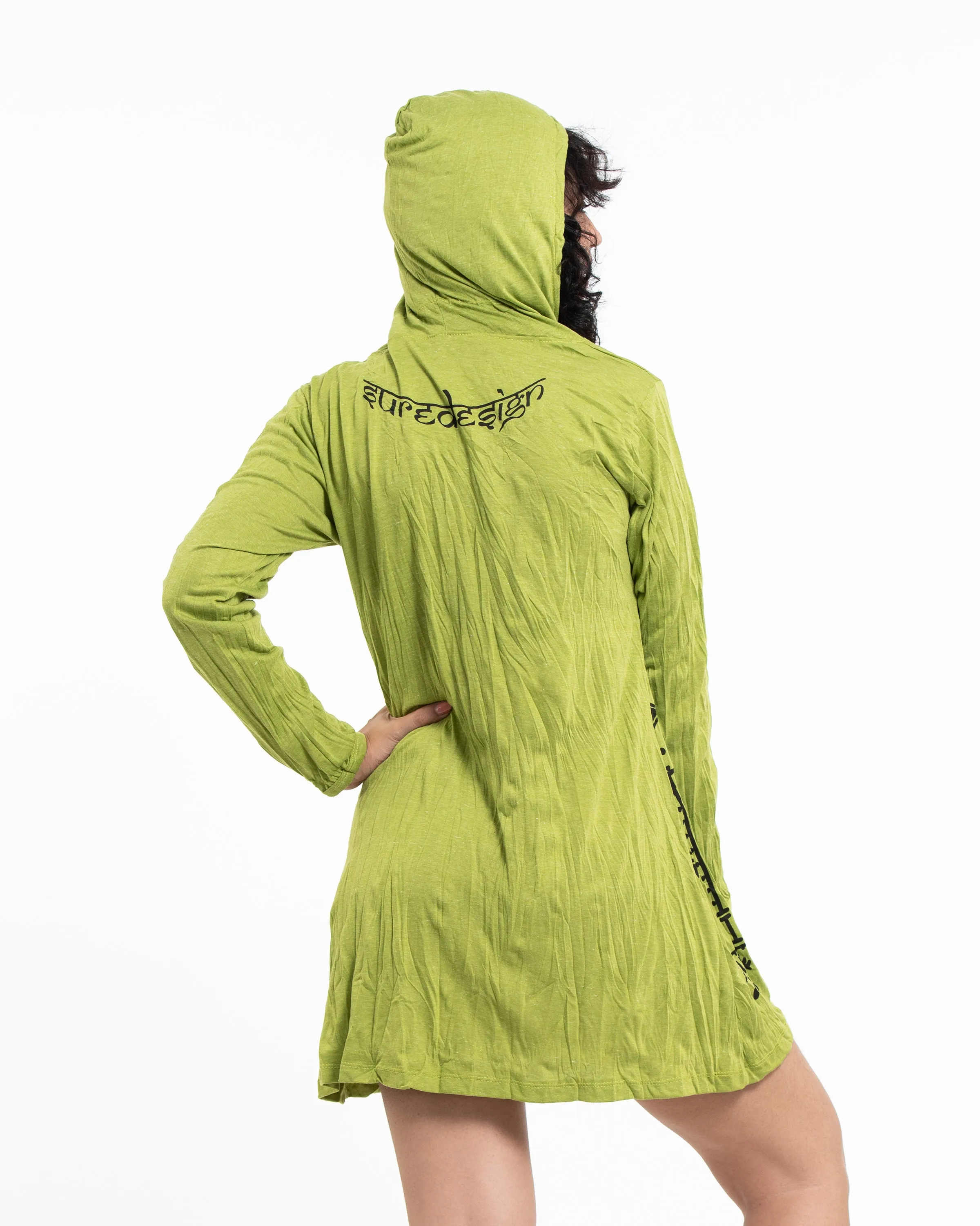 Womens Shanti Ganesh Hoodie Dress in Lime