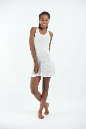 Womens Solid Color Tank Dress in White