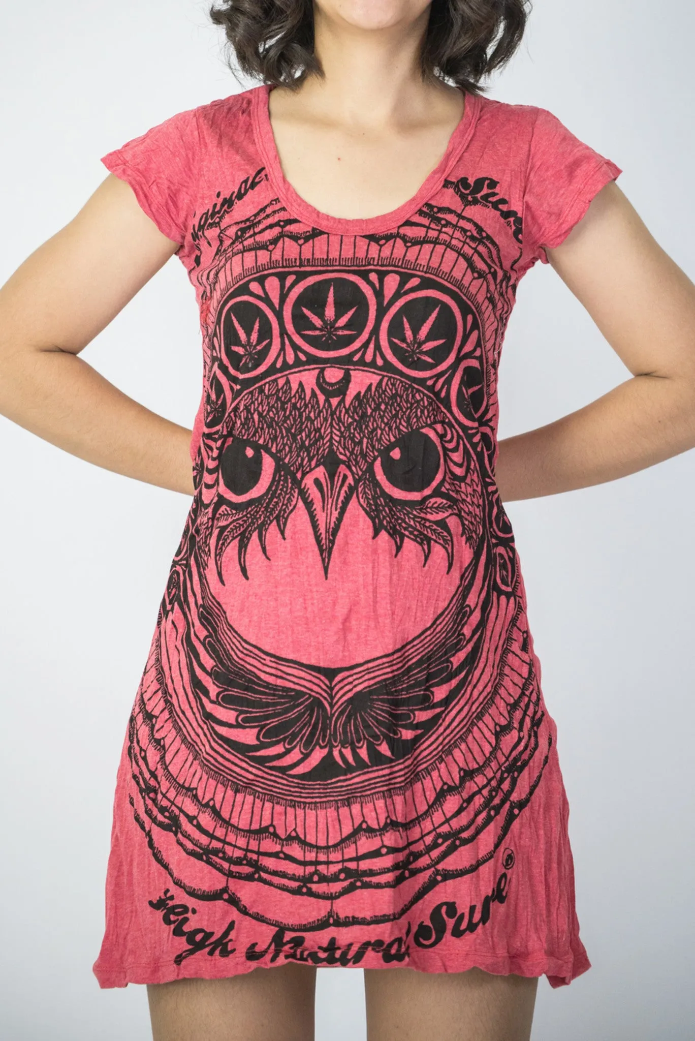 Womens Weed Owl Dress in Red