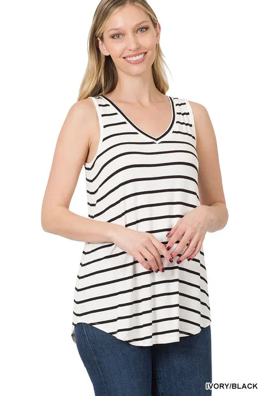 Zenana Living For the Thrill Stripe Tank